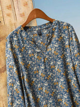 EMERY ROSE Women's Spring & Autumn Notched Neck Ditsy Floral Casual Blouse